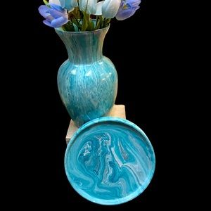 Glass vase and ceramic tray